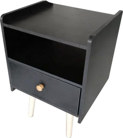 Nachtkastje Pukkie - bijzettafel - tafeltje hal woonkamer - 58 cm hoog - zwart