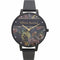 Olivia Burton Varsity Matte Black & Gold - OB16VS05 - Dameshorloge - Zwart - Goud - 38 MM - Lederen band