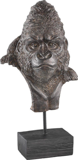 PTMD Dominic Beeld Gorillahoofd - 25 x 19 x 47 cm - Poly - Grijs