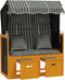 vidaXL - Strandstoel - met - kussens - poly - rattan - en - hout - zwart - en - grijs