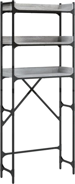 vidaXL - Wasmachinerek - 67x25x163 - cm - bewerkt - hout - grijs - sonoma