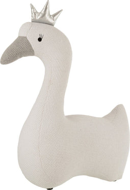 J-Line knuffel Zwaan - polyester - wit/grijs - large