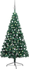 vidaXL - Kunstkerstboom - met - verlichting - en - kerstballen - half - 180 - cm - groen
