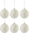 J-Line kerstbal Parels + Glitter - glas - zilver/wit - small - doos van 6