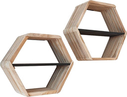 AnLi Style Wandschap set/2 hexagon Teakhout verweerd