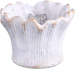 PTMD Casor Ronde Bloempot Koraal - H9 x Ø12 cm - Cement - Paars