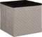 Atmosphera Poef/hocker/voetenbankje - opbergbox - fluweel beige - PO/MDF - 31 x 31 x 31 cm - opvouwbaar