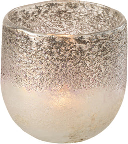 J-Line windlicht Milano - glas - grijs/roze - small