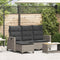 vidaXL - Verstelbare - tuinbank - met - kussens - L-vormig - poly - rattan - grijs