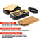 YAKINIKU - Bento Box - Yumbox - Lunchbox Voor Volwassenen - Vershouddoos - Zwart - Met Bamboedeksel - Inclusief Deksel Lepel Vork Mes en Snijplank - Lunch Box Met Vakjes -
