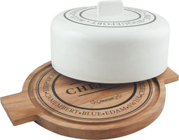 Salt&Pepper Fromage - Kaasplank met stolp - Hout en porselein - Ø 33 cm