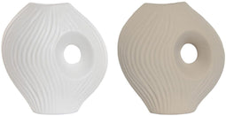 Vaas Home ESPRIT Wit Beige Keramiek 33 x 15 x 34 cm (2 Stuks)