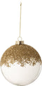 J-Line kerstbal fijne glitter - glas klaar/goud - large