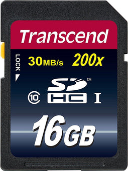 Transcend Premium SDHC kaart 16GB - Class 10 - 30 Mb/s schrijfsnelheid (1 stuk)