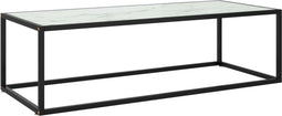 vidaXL - Salontafel - met - wit - marmerglas - 120x50x35 - cm - zwart