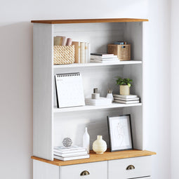 vidaXL - Hutch - 'ASKIM'Wit - 91x30x104 - cm - Massief - Hout - Grijsgroen