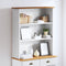 vidaXL - Hutch - 'ASKIM'Wit - 91x30x104 - cm - Massief - Hout - Grijsgroen