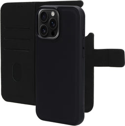 Mobiparts Leather 2 in 1 Wallet Case - Apple iPhone 16 Pro Max - Echt leer met uitneembare backcover - Zwart