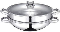 2-in-1 wok - BAUMALU - Alle warmtebronnen inclusief inductie - Glazen deksel - 32 cm