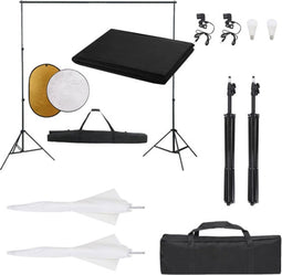vidaXL - Fotostudioset - met - verlichtingsset, - achtergrond - en - reflector