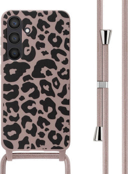imoshion Hoesje Geschikt voor Samsung Galaxy S24 Hoesje Met Koord - imoshion Siliconen design hoesje met koord - Roze / Animal Pink