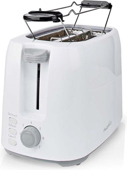 Nedis KABT250EWT - Broodrooster - 2 brede sleuven 7 bruiningsniveaus - Wit