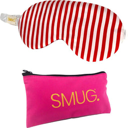 SMUG Slaapmasker met Opbergzakje - 100% Verduisterend - Verstelbaar Oogmasker in Satijn - Candy Cane Print