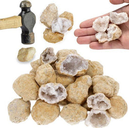 Partizzle - 25x Ruwe Bergkristal Geodes - Zelf Open Maken - Educatieve Activiteit (25 stuks)