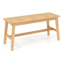 Coast Bamboe Eetkamerstoel - Handgeweven Rotan Zitting - 100 x 35 x 45 cm - Naturelkleur