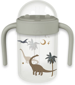 Konges slojd Drinkbeker baby met rietje - Handvat - 330 ml - Dino