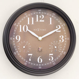 Weerstation - Wandklok - 23.5 cm -weersbestendig - bruin - Jasmine - NeXtime