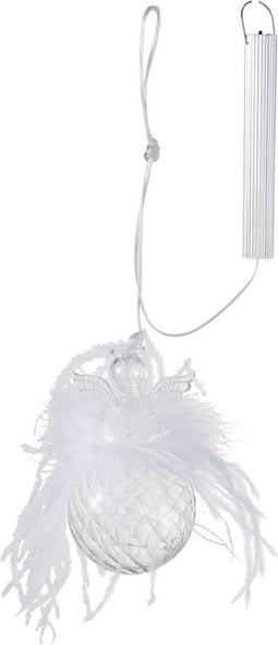 J-Line kerstbal Engel - pluim/glas - small - 4 stuks - LED lichtjes