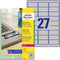Avery Zweckform L6011-8 - Etiketten voor typeplaatjes 63,5 x 29,6 mm - Slijtvast en UV-bestendig - Zilver (216 stuks)