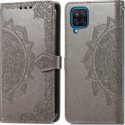 iMoshion Hoesje Geschikt voor Samsung Galaxy A12 Hoesje Met Pasjeshouder - iMoshion Mandala Bookcase - Grijs