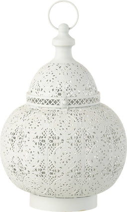 J-Line lantaarn Rond Oosters - metaal/glas - wit