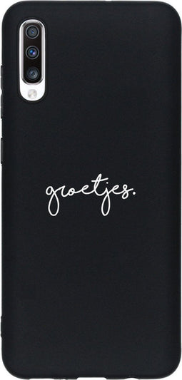 Hoesje Geschikt voor Samsung Galaxy A70 Hoesje Siliconen - Design Backcover Color - Meerkleurig / Groetjes