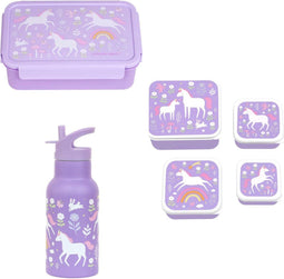 BEAU by Bo A Little Lovely Company Back to school set - Drinkfles RVS/Snackdozen/Bentobox - Unicorn Dreams
