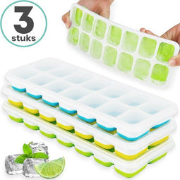 Loti Living IJsblokjesvorm - Siliconen - BPA vrij - Set van 3 (blauw groen geel)