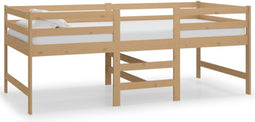 vidaXL - Bed - halfhoog - massief - grenenhout - honingbruin - 90x200 - cm