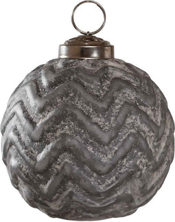 PTMD Mallin Kerstbal - H7 x Ø7 cm. - Glas - rustiek grijs