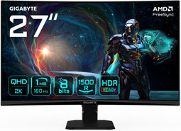 Gigabyte GS27QCA - 27" Monitor - QHD 2560x1440 180Hz 1500R gebogen - Zwart