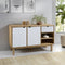 vidaXL - Dressoir - OTTA - 114x43x73,5 - cm - massief - grenenhout - bruin - en - wit