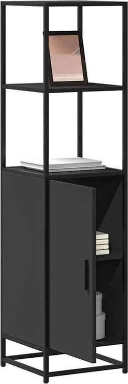 vidaXL - Hoge - kast - 35,5x35x139 - cm - bewerkt - hout - en - metaal - zwart
