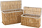 J-Line mand Rechthoekig - bamboe - naturel/wit - 2 stuks