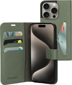 Mobiparts iPhone 15 Pro - Classic Wallet Case - Ruimte voor pasjes - Groen