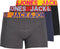 JACK&JONES ADDITIONALS JACCRAZY - Boxershorts 3-pack - Effen met gekleurde band - Zwart Donkergrijs Helder Blauw (3-pack)