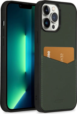 Accezz iPhone 13 Pro Max - Back Cover - Premium Leather Card Slot - Groen