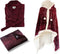 Linnick Flanel Fleece Deken + Hoodie met Capuchon Snake - bordeaux/black - 140x200cm - 130x180cm - Plaid