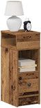 vidaXL - Nachtkastje - met - lade - 25x31x66 - cm - oud - houtkleurig