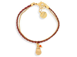 Scmyk BG-263 - Bedelarmband - Goud plated met druppeltjel - Donkerroze